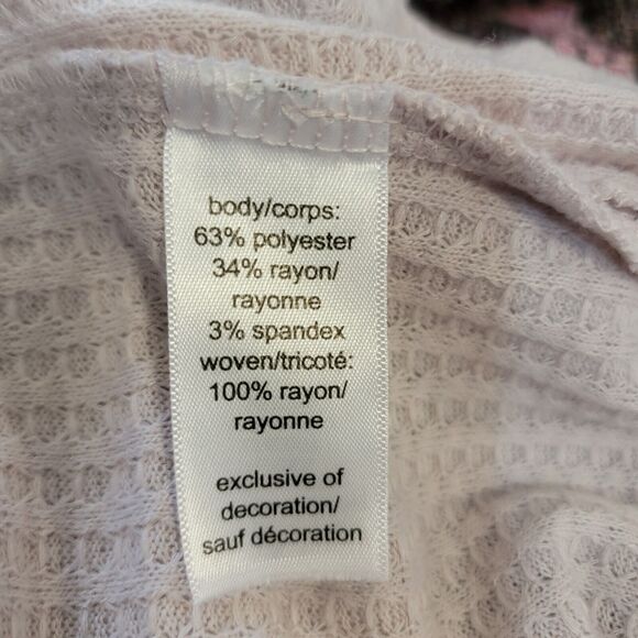Maurices Top Womans Large Pale Pink Waffle Thermal Knit Long Sleeve Pullover - Picture 6 of 7